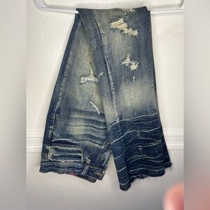 Damati Distressed Stacked Jeans Men’s 34 Blue Moto Denim